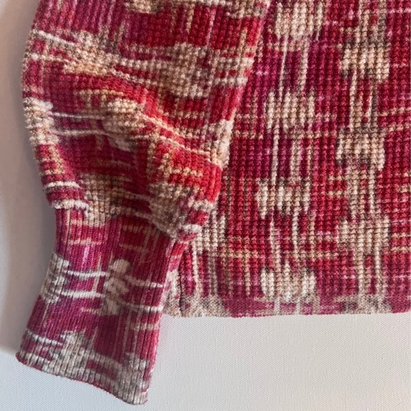 NIC+ZOE Waffle Stitch Stamp Sweater Red Multi Size Large EUC - Picture 6 of 7
